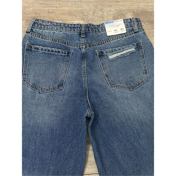 Abound Distressed High Rise Mom Jeans Denim Ankle Crop Women’s Sz 31 - Picture 6 of 7